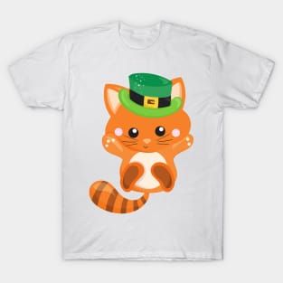 Saint Patrick's Day, Orange Cat, Leprechaun Hat T-Shirt